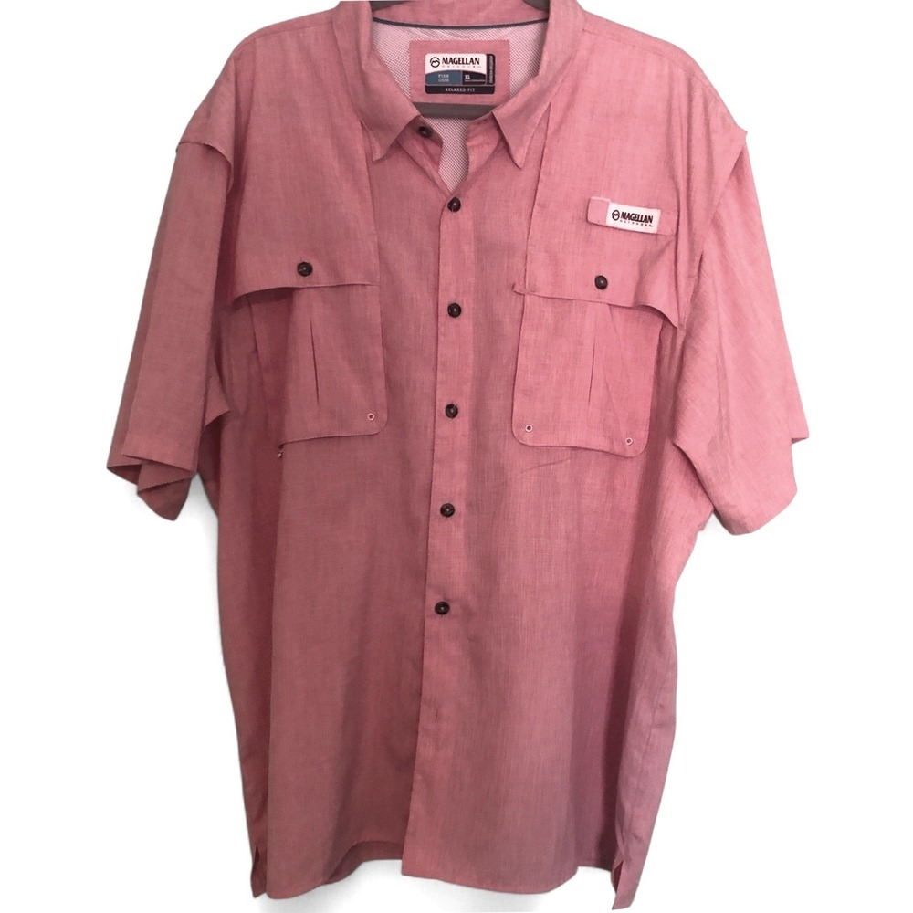 Magellan Outdoors XL Coral Fishing Shirt Short Sleeve Button Up‎ Relaxed Fit
